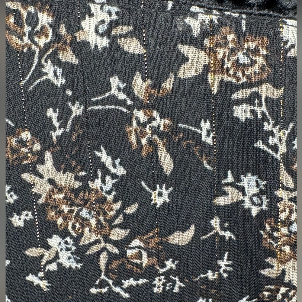 Aqua Ditsy Floral Black Dress Ruffle High Neck Embroidery Small Whimsigoth Boho - Picture 15 of 16